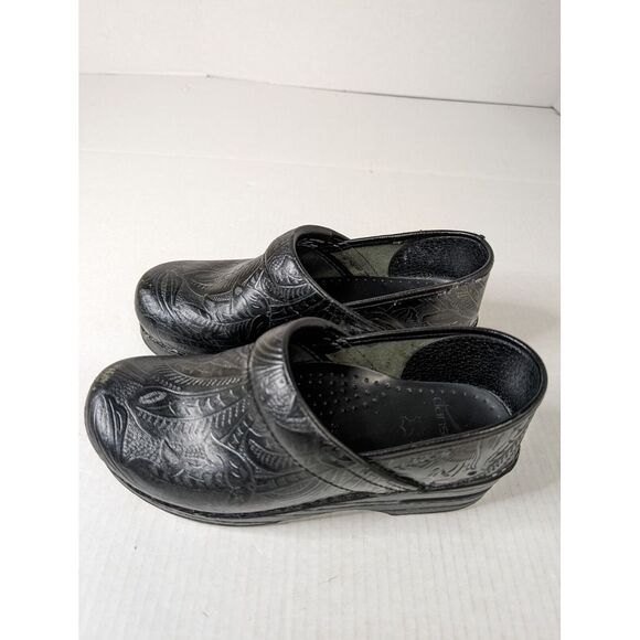 Dansko Clogs Womens 38 Professional Tooled Black Leather Shoes Slip On - Picture 11 of 11